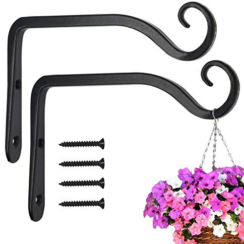 LOOGI Lot de 2 supports muraux en fer pour plantes - 15 cm - Pour suspendre des plantes - Mangeoire à oiseaux - Lanterne - Carillons à vent
