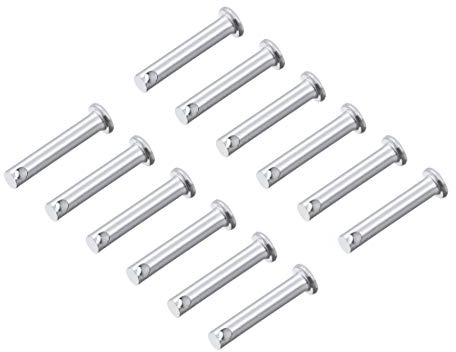 sourcing map 12 Stück Steckbolzen Einloch Rundbolzen Gabelbolzen Flachkopf, 5mm X 30mm Splintstift Verzinkung Massiver Stahl Lochbolzen