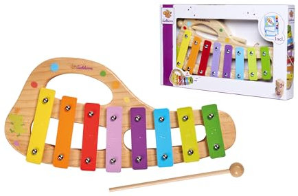 Eichhorn 100003482 Musik xylophon aus Holz Bunte Tonleiter mit 8 Tönen, inkl. 1 Klöppel und Liederbuch mit fünf Liedern zum nachspielen, 3 teilig, 30 x 15 cm groß, ab Zwei Jahren