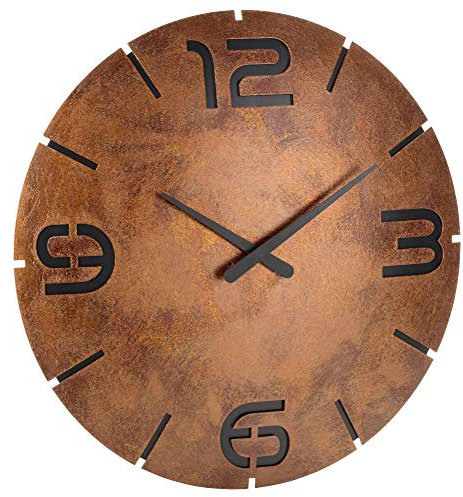 TFA Dostmann 60.3536 Contour Horloge murale radio-pilotée avec chiffres noirs, aspect rouille