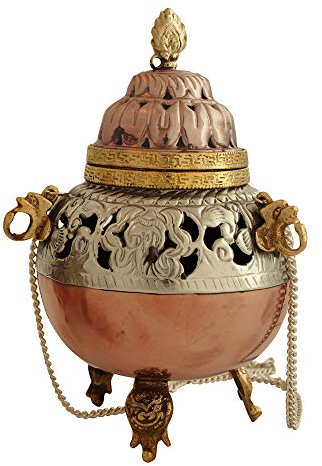 Räucherampel Räuchergefäß Kupfer - Weißmetall SAMRA, H: 12 cm, Ø 8 cm