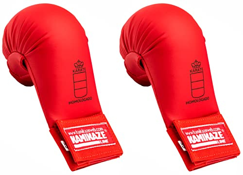Guantillas KAMIKAZE para Karate, homologadas RFEK Real Federación Española de Karate (Rojo, M)