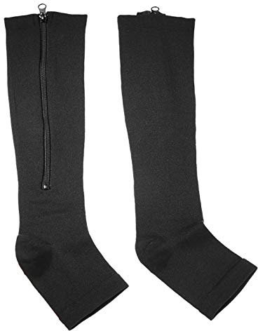 Calcetines de Compresión, Calcetines de Compresión con Cremallera, Calcetines de Compresión para Pantorrilla, Calcetines de Compresión Deportivos para Pantorrilla, Soporte para(L/XL-negro)