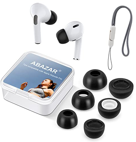 Memory-Schaumstoff-Spitzen für Apple AirPods Pro 2 Gen mit Umhängeband, Keine Silikon-Ohrstöpsel, rutschfeste Ohrstöpsel mit Staubnetz, passt in die Ladehülle, reduziert Lärm, 3 Paar (Verschiedene