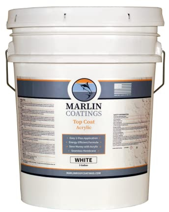RV Roof Coating - Premium Acrylic Elastomeric Waterproof Sealant - Designed for Your RV, Camper, Trailer, Commercial Building…(White, 5 Gallon)