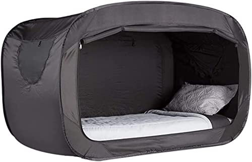 WLDOCA Pop Up Bettzelt für Erwachsene Oder Kinder, Faltbare Atmungsaktive Betttunnel Betthimmel, Büro des Wohnsitzes Verdunkelungs Schlafzelt Dream Tent 81 X 41 X 47,Schwarz,205CM*105CM*120CM