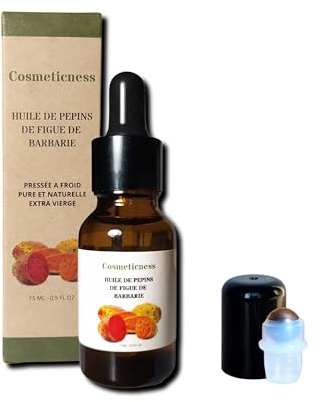Huile de pépins de figue de Barbarie bio - meilleure huile anti-âge - hydratant - 15 ml - naturelle extra-vierge pressée à froid, visage, cheveux, ongles - vitamine e - pepin - hydrate en profondeur