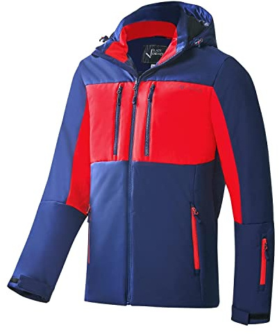 Black Crevice Herren Skijacke I Hochwertige Winterjacke Herren aus 100% Polyester I Modische Herren Skijacke I Wind- & Wasserabweisende Outdoorjacke Herren I Atmungsaktive Ski-Jacke