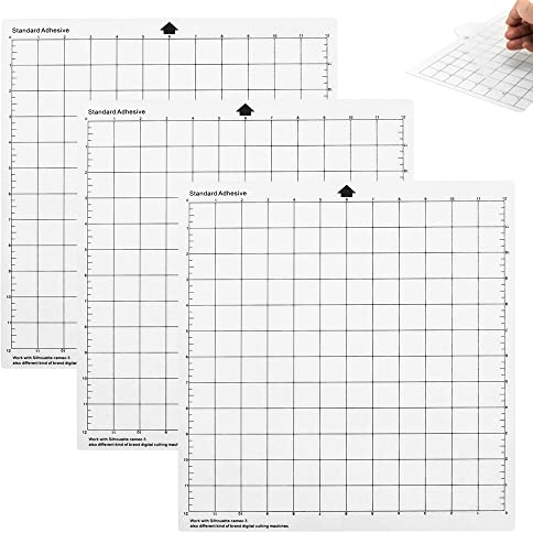 Tappetino da Taglio per Silhouette Cameo 30,5x30,5 cm, Set 3 Tappetino a Griglia per Silhouette Cameo 4/3/2/, Adesivo Antiscivolo Quilting Cricket Taglio Tappetini Accessori di Ricambio