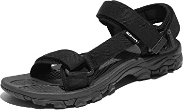 NORTIV 8 Sandali Sportivi da Esterno da Uomo Sandali da Spiaggia Sportivi Estivi Casual,Size 46,Tutto Nero,LANGDO-2-E