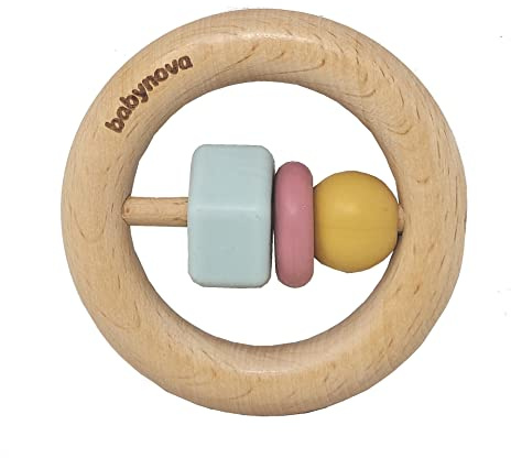 Baby-Nova bunter Bei?ring Zahnungshilfe aus Holz & Silikon