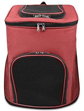 Galatée Katzen-Rucksackträger, Einstellbarer Hundebacker Mit Superlüftungstemontigem Design, Tragbare Hunde Transportieren Rucksack Für Reisen, Wandern Und Radfahren, Außengebrauch(L, Rot)