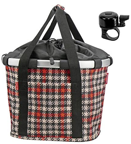 Rixen & Kaul Fahrrad - Lenkertasche Vorderradkorb BIKEBASKET Glencheck rot inkl. Fahrradklingel