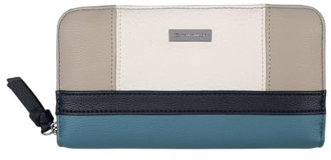 TOM TAILOR Juna Damen Geldbörse Portemonnaie Reißverschluss Groß Blau