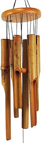 QUNINE Windspiele aus Holz, Windspiele mit erstaunlich tiefen Tönen, 6 Röhren für Terrassengarten-Wohndekoration, natürlich schöne Klangglocken