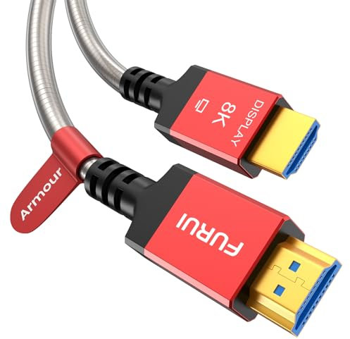 FURUI Fiber Optic HDMI 2.1 Cable 100 FT, CL2 in Wall - 48Gbps Armoured HDMI 2.1 Cable [8K@60Hz,4K@120Hz] Dynamic HDR, eARC for RTX 3080/3090 Xbox Series X PS5 Denon AV Receiver LG Samsung Sony TV