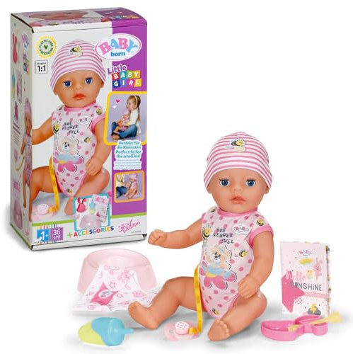 BABY born Little Magic Girl 835333 - 36cm Doll with 7 Lifelike Functions and Accessories - No Batteries Required - Children Age 3+, White