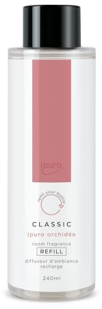 ipuro Classic Raumduft Nachfüllflasche ORCHIDÉE 240ml | Raumerfrischer fruchtigen Noten, sizilianischer Limone, Pfirsich, Veilchen & Maiglöckchen Duft | Nachfüller für Diffuser + Stäbchen