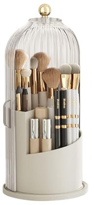 1 Stück Make-up-Pinselhalter, 360 drehbarer Make-up-Pinselhalter, Make Up Kosmetik Organizer, Make-up-Pinsel-Organizer mit Deckel, für Schminktisch, Badezimmer
