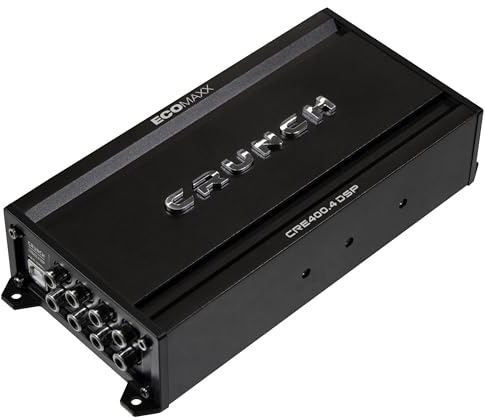 CRUNCH CRE400.4DSP – 4 kanaler klass A/B bilförstärkare – 4 x 50 W – och integrerad 6-kanals 32-bitars DSP – integrerad Bluetooth för ljudångning och appkontroll | ECOMAXX-serien