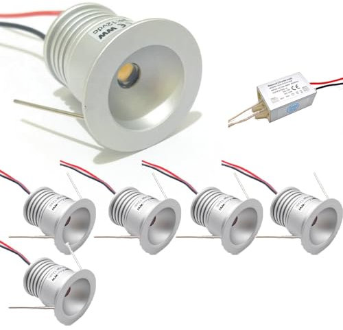 LGJEGD Led-Einbauleuchte 1W Beleuchtungswinkel 120° Mini-Strahler 12v Außen-Deckenbeleuchtung, 6er Pack (Natural)