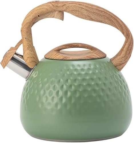 Bouilloire Sifflante Rétro 3L - Théière Vintage en Acier Inoxydable avec Sifflet pour Cuisinière à Gaz et Induction (Vert)