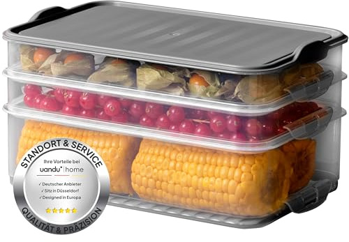 uandu Aufschnittboxen für Kühlschrank, Wurst Aufbewahrung, Aufschnittbox Stapelbar, Kühlschrank Organizer, Frischhaltedosen mit Deckel, Aufschnittdosen, Aufbewahrungsbox für Wurst und Käse.