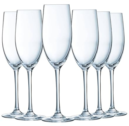 Luminarc, Sektgläser, Menades, 24 cl, 6er Set | Bleifreies Kristallglas, Champagnergläser für Sekt und Crémant, spülmaschinenfest, dauerhafter Glanz, als Geschenk geeignet