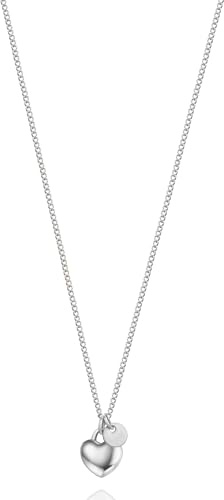day.berlin Damen Herzkette Mila in Silber, 50+5cm variable Länge, feine stabile Panzer Kette mit Herz und Coin Anhänger, 316L Edelstahl nickelfrei und wasserfest