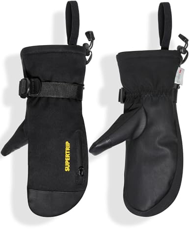 Supertrip Ski Mittens Men Women, Waterproof Snowboard Mittens Gloves Touch-Screen Anti-Slip Snow Mitts 3M Thinsulate, Warm Insulated in Cold Weather Winter