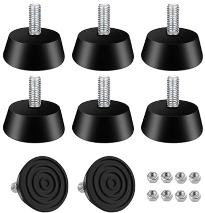 COZERI 8 Stück Gummifüße Schraubbar M6x32mm mit M6 Schrauben,gummifüße,Verstellbare Möbelfüße, Höhenverstellbare Gummipuffer für Möbel, Stühle, Tische, Sofas, Geräte und Haushaltsmöbel