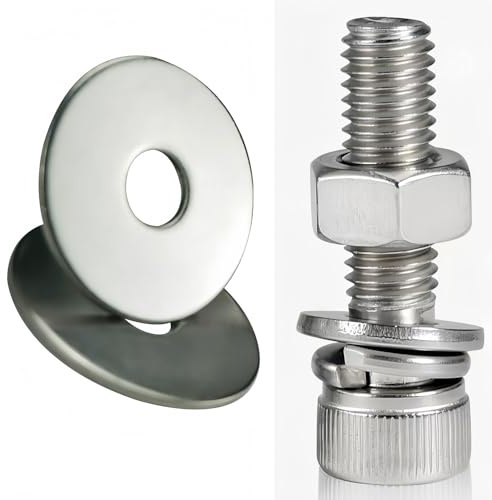 Rondelle M6, rondelle Penny M6 x 20 mm, rondelle in acciaio inox A2 304, rondelle piatte di riparazione, rondelle grandi in metallo, rondelle rotonde cromate per viti e bulloni (confezione da 20)