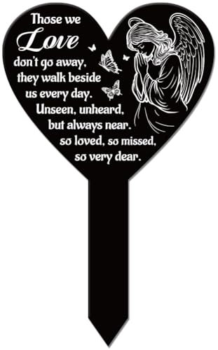 GLOBLELAND Angelo a Forma di Cuore Farfalla da Giardino paletto commemorativo commemorativo per cimitero in Acrilico Tomba palo Impermeabile simpatia Giardino palo per Cortile Tomba cimitero