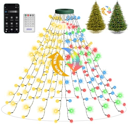 Anmossi Luci Albero di Natale Intelligenti,2m 400 LED 16 Fili di Luci,Controllo Tramite APP e Sincronizzazione Musicale,Luminarie Natalizie per Alberi di Natale da 1.2 a 3m(Bianco Caldo e Multicolore)