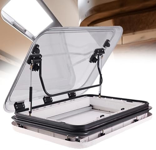 RV Roof Vent Kit, 500/700/800 x500 mm Cut Out RV Caravan Roof Window Hatch with LED light, RV Skylight Roof Vent Hatch Double-layer Hollow Acrylic Cover for RV Caravan Motorhome,70*50cm