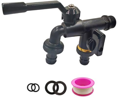 Robinet extérieur avec double sortie, robinet de jardin en laiton 1/2 | Montage mural haute performance Robinet de couleur résistant au gel pour terrasse, balcon Double sortie d'eau
