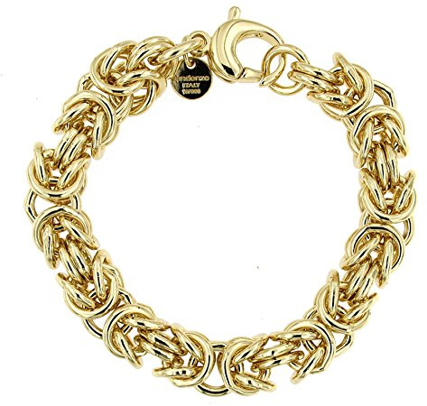 Tendenzalia Byzantiner Königsarmband rund original italienische Kette 18kt vergoldet 10mm breit Länge 24cm Armband für Damen und Herren