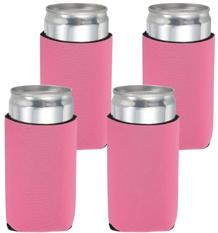 sourcing map 4 Pcs Can Cooler Sleeve, 12oz Insulated Neoprene Beer Bottle Cooler Covers Non-Slip Soda Can Sleeves Standard Drink Holder for Beer Soda and Water Bottles, Pink