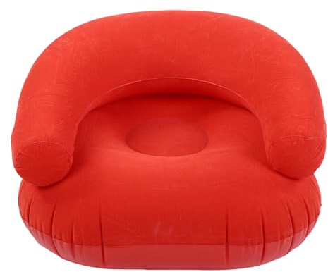 Asixxsix Aufblasbarer Lounge Sessel, Aufblasbare U förmige Rückenlehne, PVC Beflockungsmaterialien, Bequemer, Liegestuhl Sofa, Belastung 198 Lbs, Tragbare Couch, Heimbüro, Balkon (Rot)