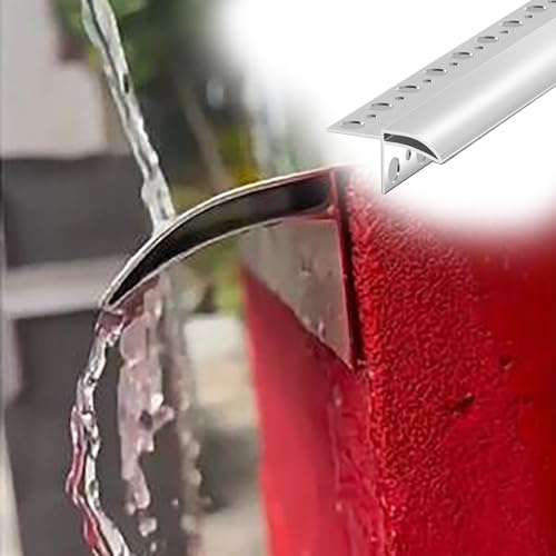 Deflector de lluvia de aluminio, tira de moldura ajustable, canalones de alero y rieles de goteo para alféizar de ventana, 1,1 m, canalones de lluvia cortables para paredes