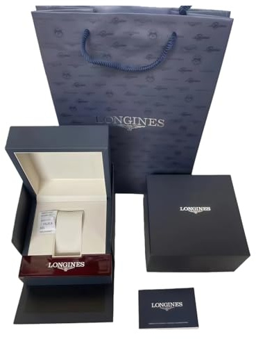 ROUREOX Set Caja Regalo Reloj Hombre Embalaje Completo Bolsa Transporte Cartón Exterior Estuche Madera Azul para Longines PrimaLuna