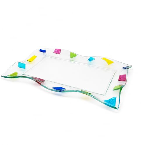 Sospiri Venezia Vassoio Decorativo in Vetro Artistico per Arredo Casa e Tavola - Centrotavola Moderno Design Veneziano, Idea Regalo 30x20x3 cm