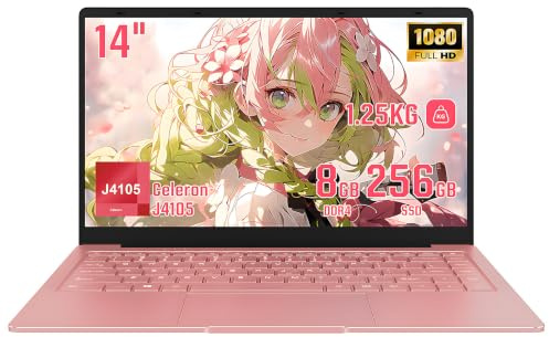Zyphionix Ordinateur Portable 14 Pouces Léger, PC Portable Windows 11 Pro, Celeron J4105, 8 Go DDR4, Écran FHD IPS 1920x1080, WiFi 5G Bluetooth, Mini HDMI USB 3.0, Clavier AZERTY (Or Rose, 8+256G)