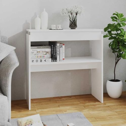 Nusvialune Konsolentisch Weiß 80x30x80 cm Holzwerkstoff Wohnzimmer Flur Eingangsbereich Ablagetisch mit Wandhalterung für Dekoration Schlüssel Blumentisch Beistelltisch Couchtisch Regal