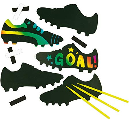 Kratzbild-Magnete - Fußballschuhe - Scratch Art mit Regenbogenfarben für Kinder zum Basteln (10 Stück)