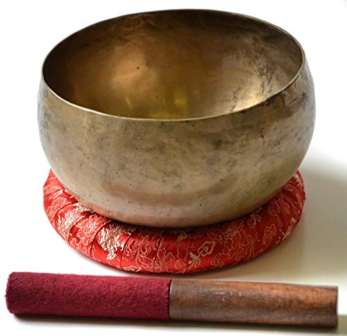 BUDDHAFIGUREN/Billy Held Tibetische Khobre Klangschalen Set mit Zubehör, Metall, golden, 550-600g, 3-Einheiten