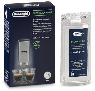 De'Longhi Dlsc001 Ecodecalk Decalcificante Naturale Per Tutte Le Macchine Da Caffè, Con Ingredienti Da Materie Prime Naturali, Biodegradabile, Made In Italy, Monodose da 100ml