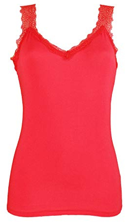 Miss Rouge Top, Débardeur à Bretelle Dentelle, Rouge, Taille unique,Taille unique