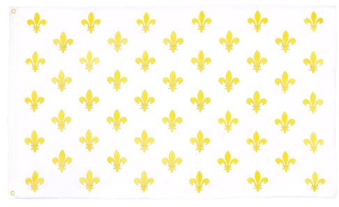 AZ FLAG - Drapeau Fleur de Lys Blanc et Or - 90x60 cm - Drapeau Royal Français 100% Polyester Avec Oeillets Métalliques Intégrés - Pavillon 50 g