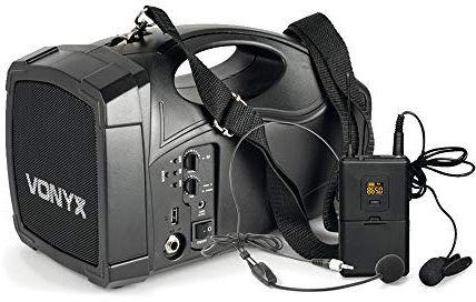 Vonyx ST-012 Personal PA Wireless System – Portable Bluetooth Speaker with Microphone, USB/SD MP3 Playback, Rechargeable Battery, UHF Wireless Mic – Ideal for Presentations, Parties, Karaoke